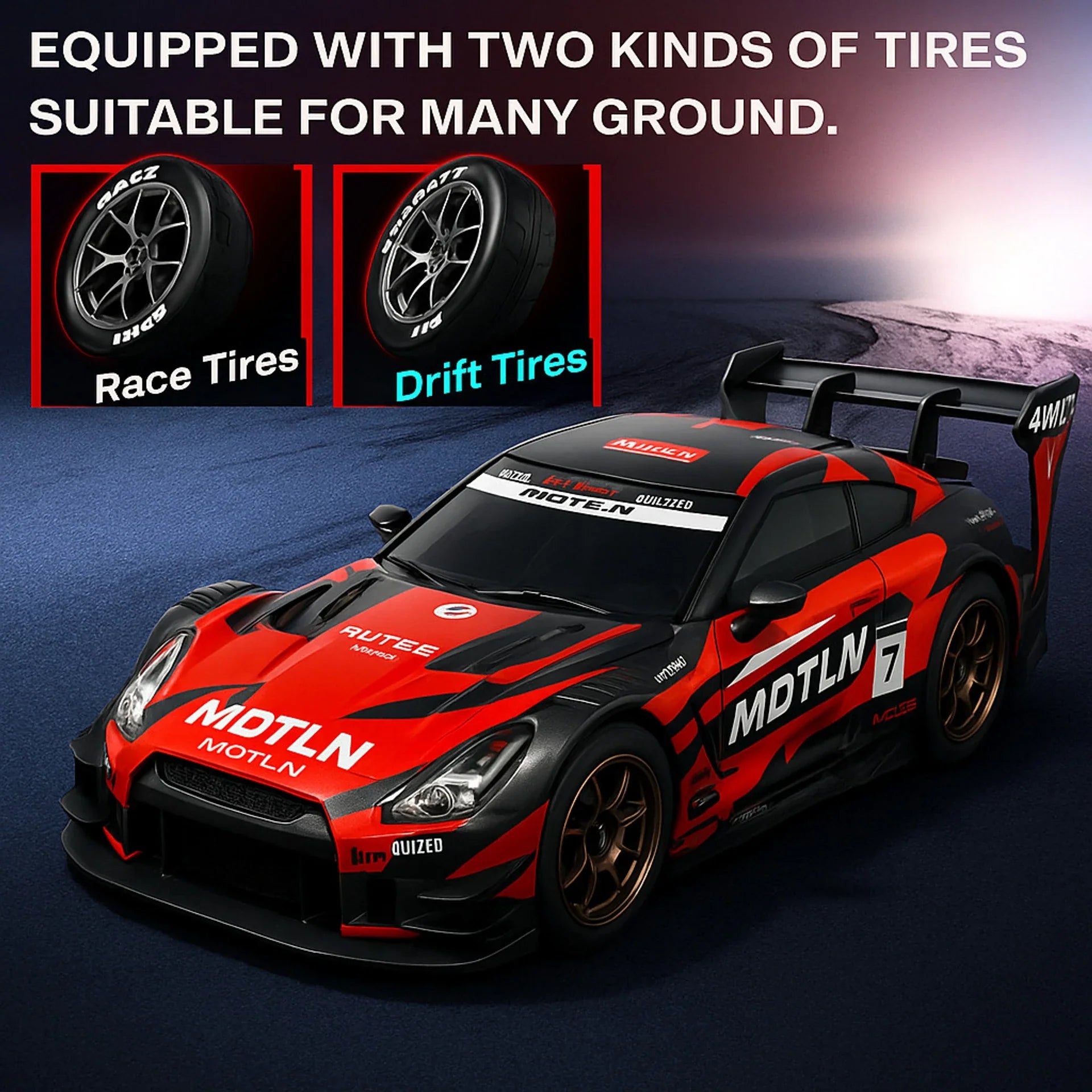 High-Speed Drift R/C Car - NISSAN GT-R – 25 km/h, 4X4 (Scale 1:16)