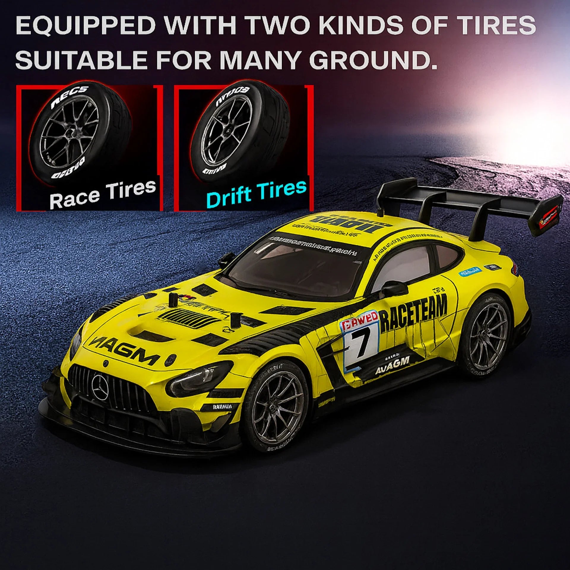 High-Speed Drift R/C Car - Mercedes AMG GT – 25 km/h, 4X4 (Scale 1:16)