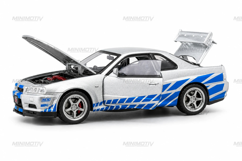 Nissan Skyline GTR R34 1:32 Metal Diecast Car (14.3x6.3 cm)