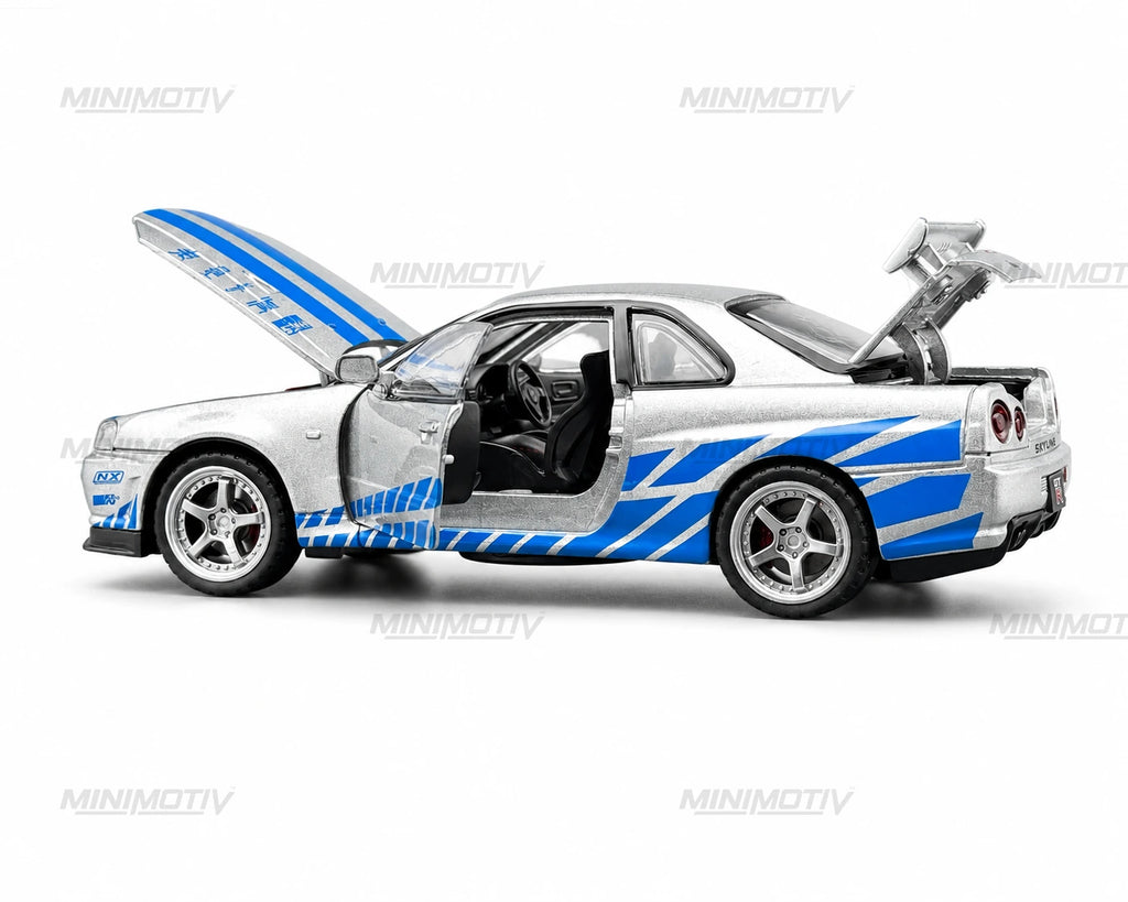 Nissan Skyline GTR R34 1:32 Metal Diecast Car (14.3x6.3 cm)