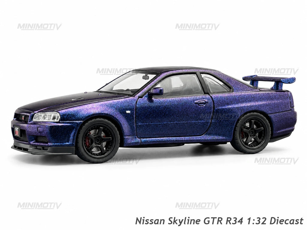 Nissan Skyline GTR R34 1:32 Metal Diecast Car (14.3x6.3 cm)