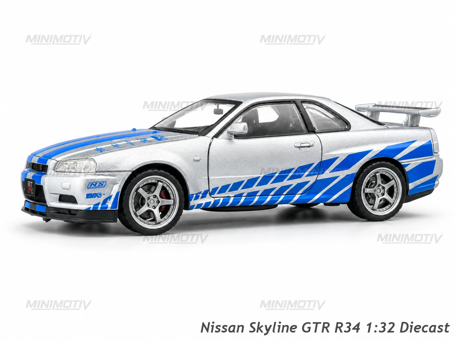 Nissan Skyline GTR R34 1:32 Metal Diecast Car (14.3x6.3 cm)